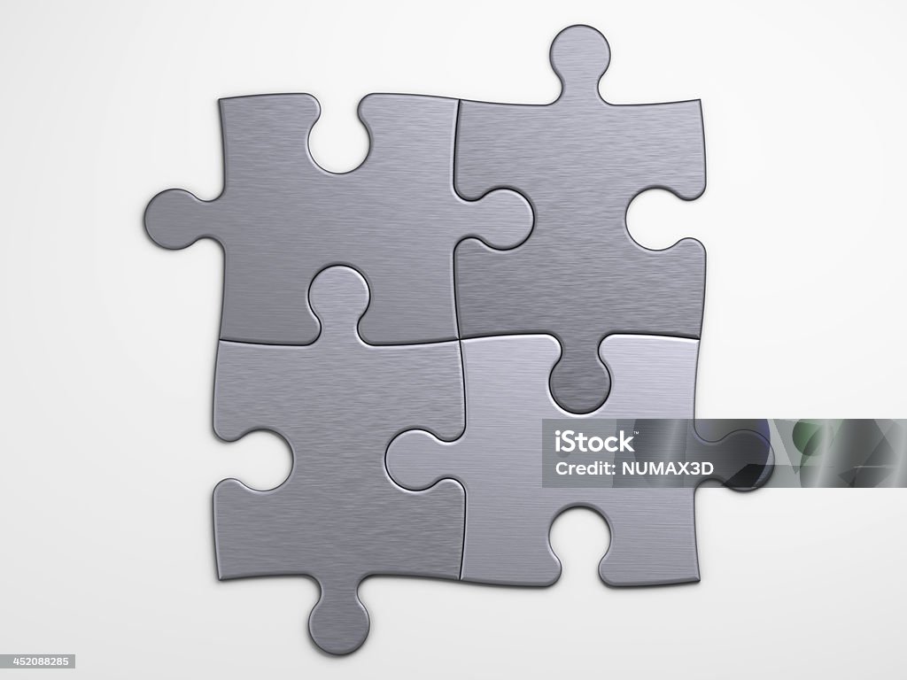 metal pieces of puzzle to place concepts with clipping path Jigsaw Puzzle Stock Photo
