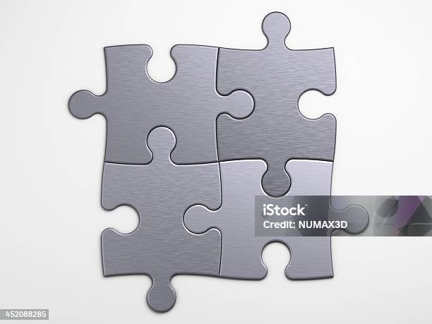 Metal Pieces Of Puzzle To Place Concepts With Clipping Path Stock Photo - Download Image Now