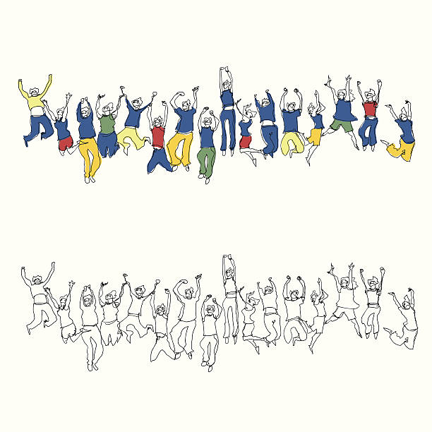 jumping crowd - 高舉手臂 插圖 幅插畫檔、美工圖案、卡通及圖標