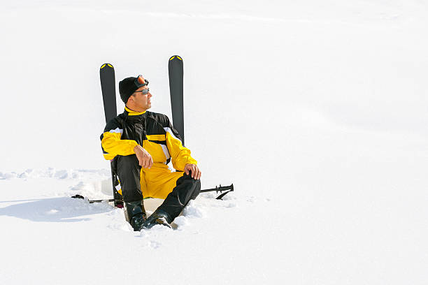 istock Adult Man with ski on snow 452092211