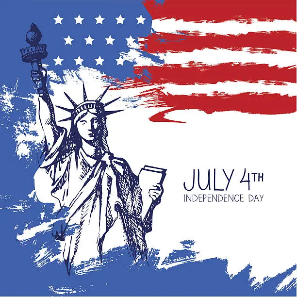 Vector illustration of 4th of July background with American flag