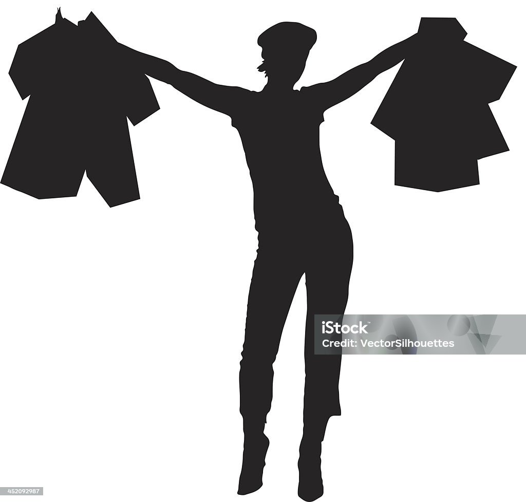 Woman shopping silhouette A woman carrying lots of shopping bags Adult stock vector