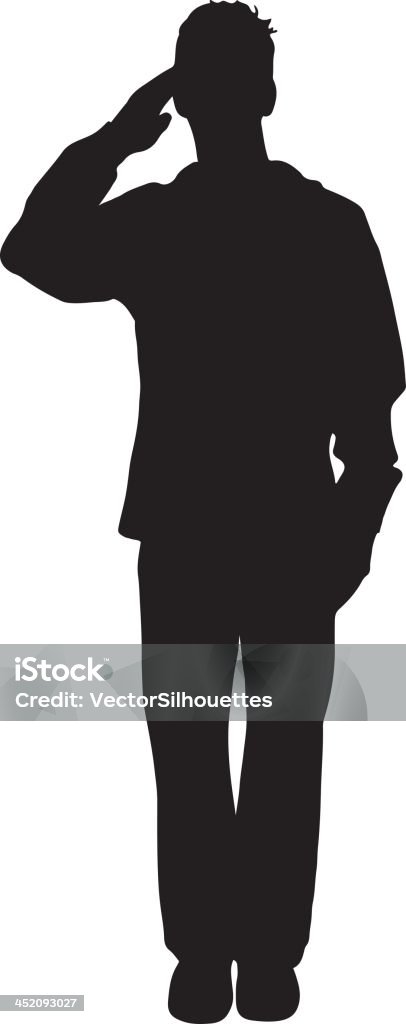 Marinaio Saluto militare silhouette - arte vettoriale royalty-free di Personale militare