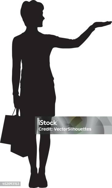 Mulher Com Sacos De Compras Silhueta - Arte vetorial de stock e mais imagens de Adulto - Adulto, Clip Art, Figura para recortar