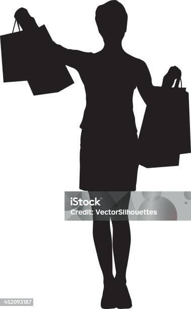 Femme Shopping Silhouette Vecteurs libres de droits et plus d'images vectorielles de Adulte - Adulte, Contre-jour, Femmes