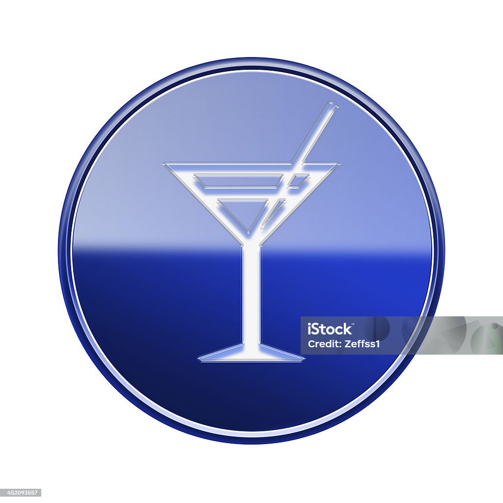 Kieliszek do wina ikony Błyszczący niebieski, na białym tle. - Zbiór ilustracji royalty-free (Alkohol - napój)