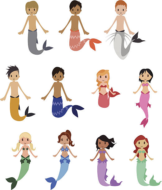 bildbanksillustrationer, clip art samt tecknat material och ikoner med mermaids - mature woman having fish