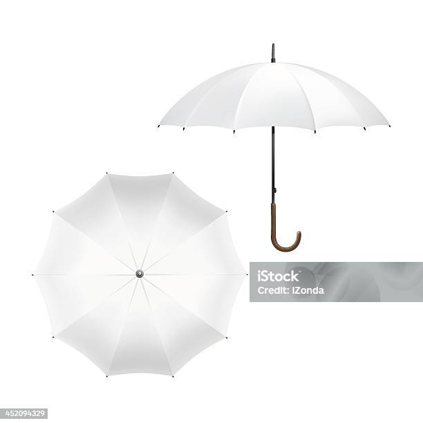 Vektorillustration Eines Leeren Weißen Sonnenschirms Stock Vektor Art und mehr Bilder von Regenschirm