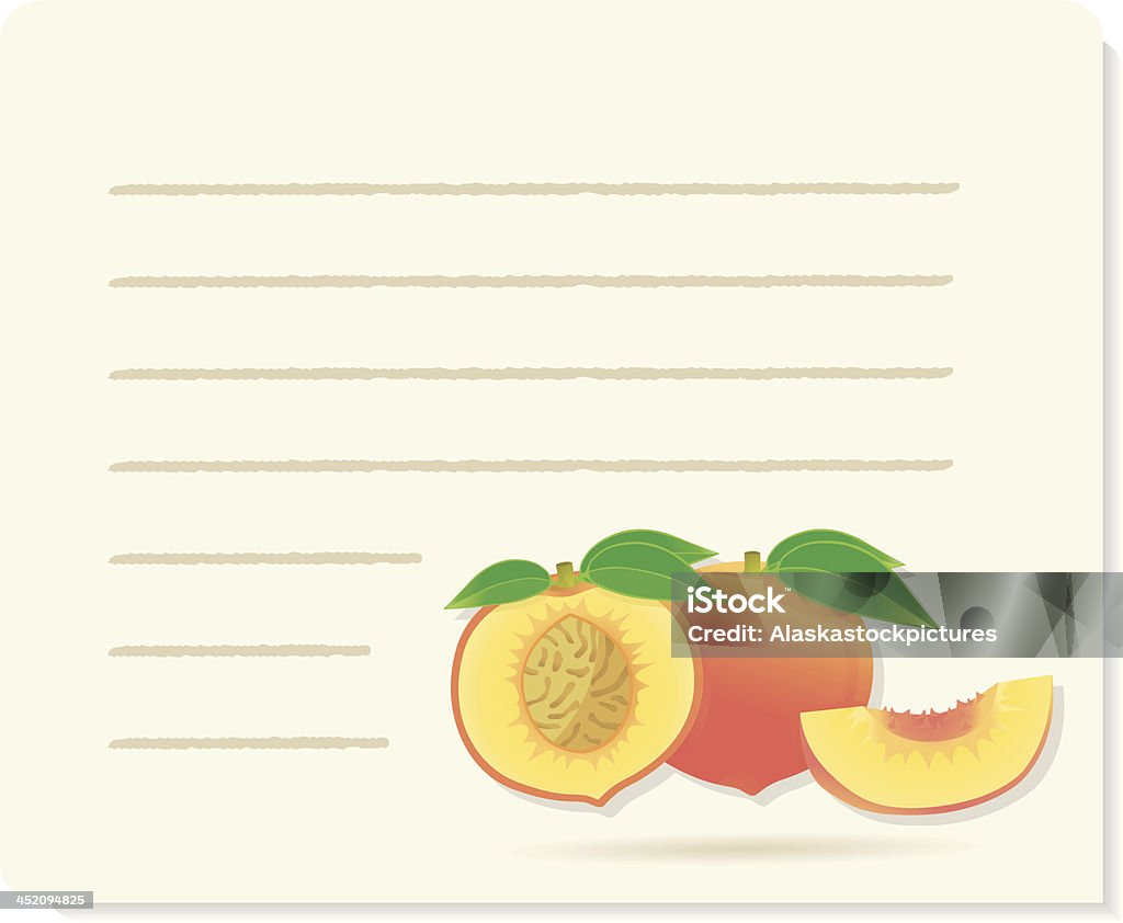 peach recipepaper mit Stück und leafs. - Lizenzfrei Blatt - Pflanzenbestandteile Vektorgrafik