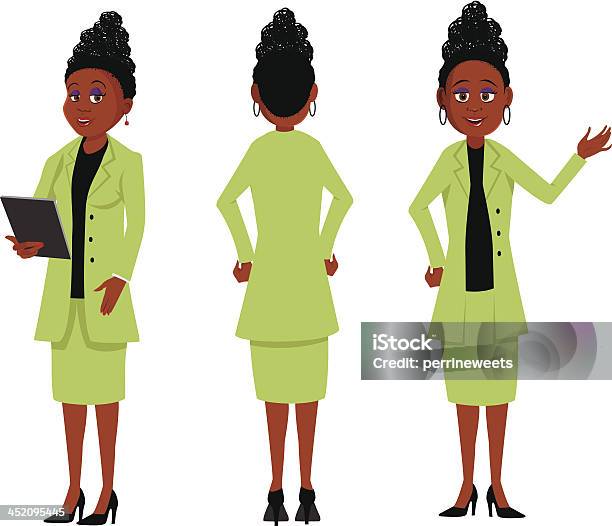 Africaine Femme Daffaires Vecteurs libres de droits et plus d'images vectorielles de Cartoon - Cartoon, Devant derrière, Adulte