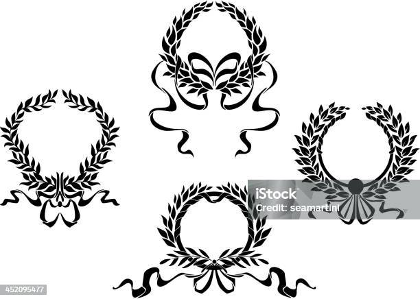 Royal Laurel Wreaths - Immagini vettoriali stock e altre immagini di Arte dell'antichità - Arte dell'antichità, Blasone, Coccarda