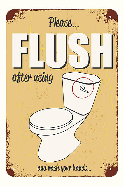 rusty and scratched metal please flush notice rusty and scratched metal please flush notice flushing toilet stock illustrations