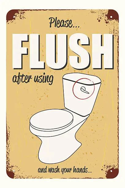 Vector illustration of rusty and scratched metal please flush notice