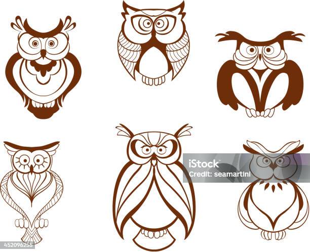 Set Of Cartoon Owl Birds Stock Illustration - Download Image Now - Animal, Animal Body Part, Animal Eye