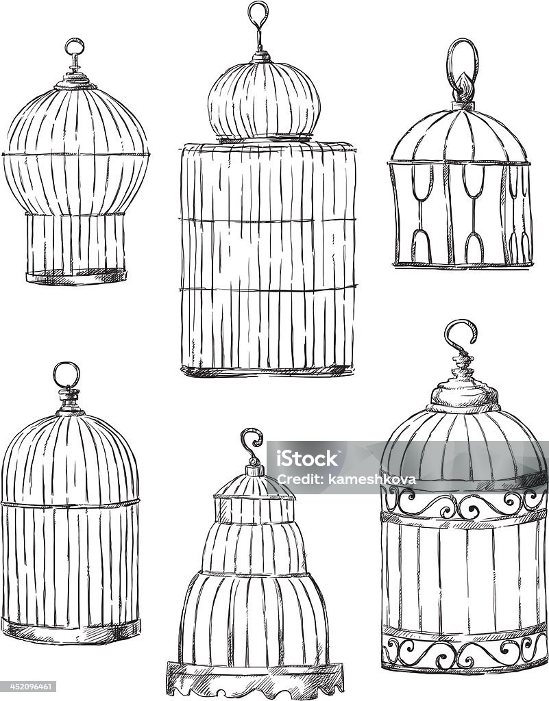 Set of different cages, hand-drawn Set of different cages, hand-drawn, vector illustration Birdcage stock vector