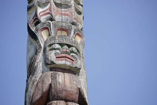 A totem pole in Kitsilano, a neighbourhood of Vancouver, British Columbia.