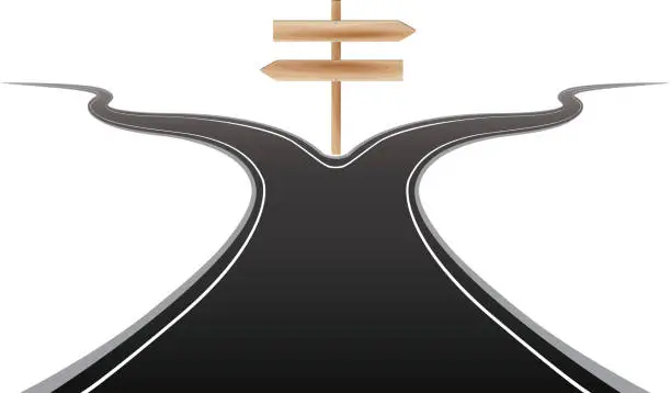 Vector illustration of Road leading to the different direction