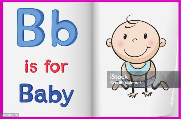 Kid On A Book Stock Illustration - Download Image Now - Alphabet, Blue, Book