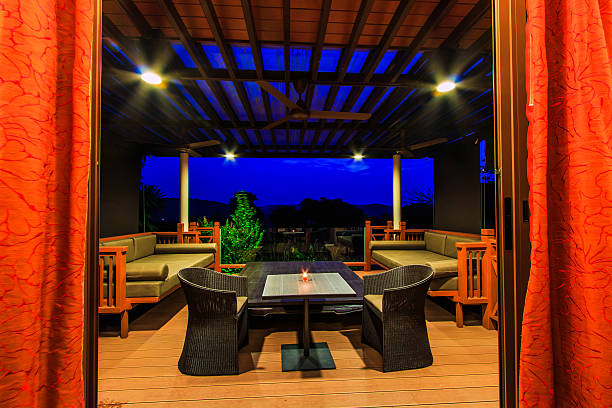 istock Interior design: Beautiful modern terrace lounge Morning 452103737