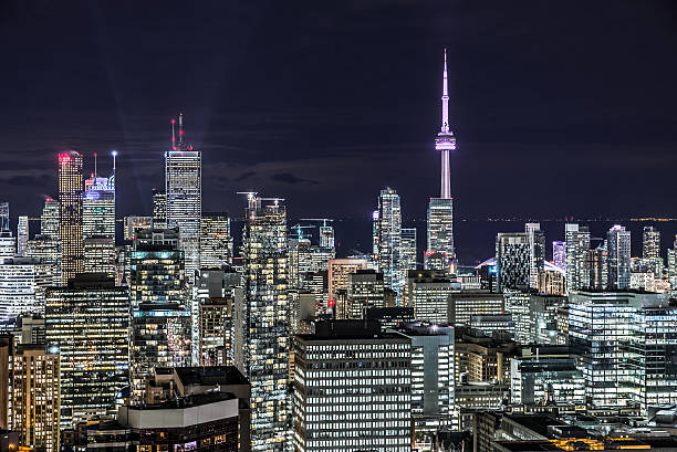 Downtown Toronto at night stock photo