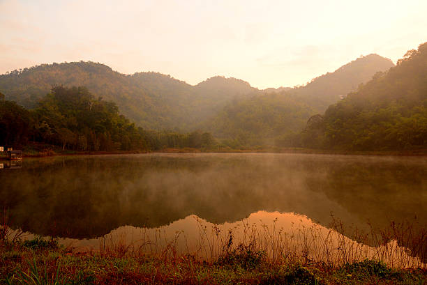 Lake Scenic Landscape at Sunrise stock photo
