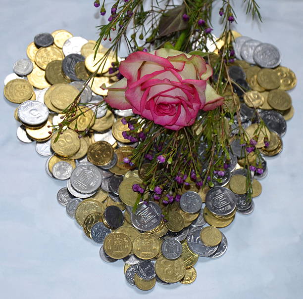 Rose sur coeur de la monnaie - Photo