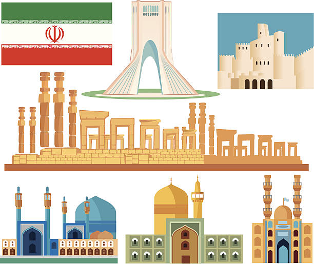 illustrazioni stock, clip art, cartoni animati e icone di tendenza di iran simboli - teheran