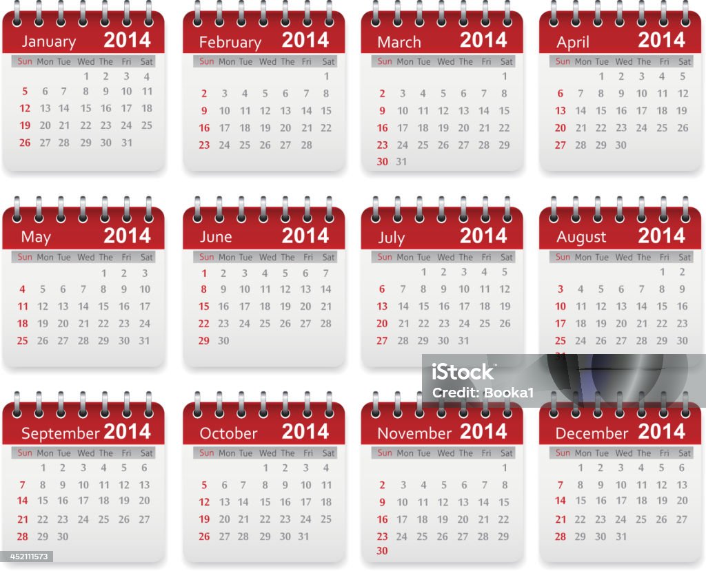 カレンダー 2014 年 - 2013年のロイヤリティフリーベクトルアート