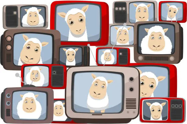 Vector illustration of Sheep in Television