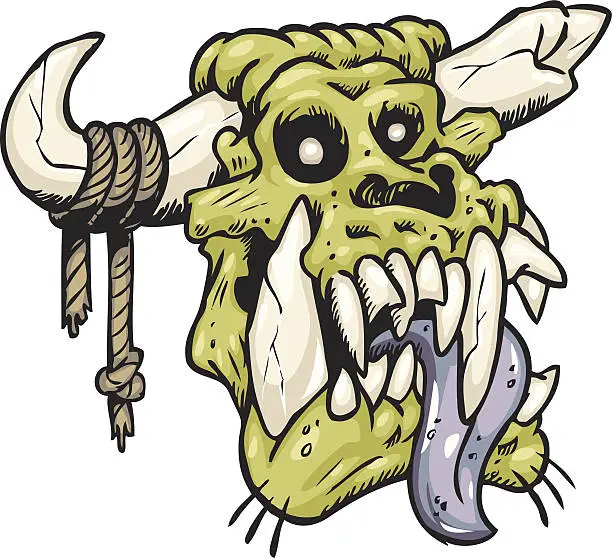Vector illustration of zombie cow skull