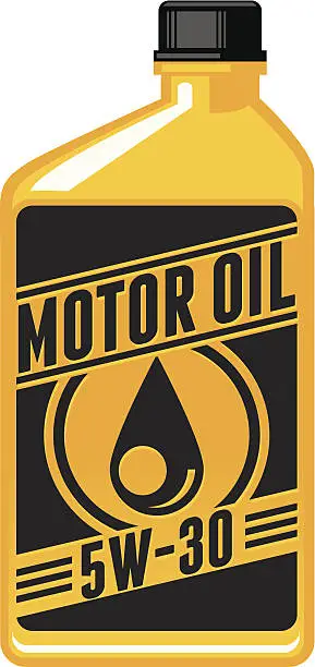 Vector illustration of An icon of a big motor oil in orange and black tone 