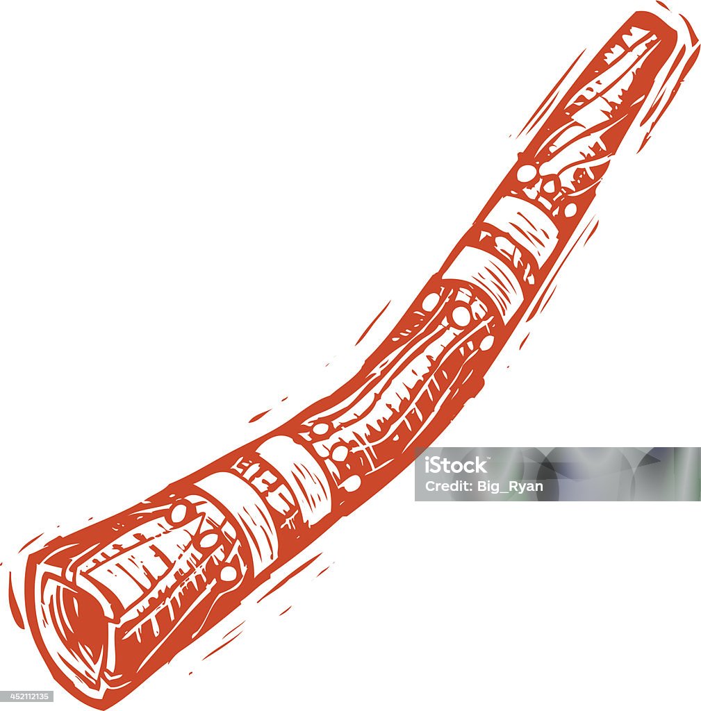 Ręka Sukienka eksponuje naszkicowaną didgeridoo - Grafika wektorowa royalty-free (Didgeridoo)