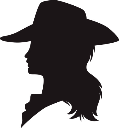 silhouette of a cowgirl with hat and bandana