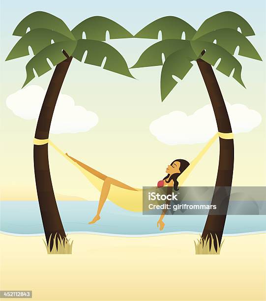 Тропический Отдых — стоковая векторная графика и другие изображения на тему Гамак - Гамак, Лежать, Спать