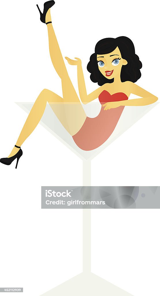 Martini ragazza - arte vettoriale royalty-free di Bicchiere da Martini