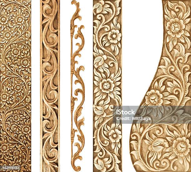 Flower Designs In Wooden Carving Stock Photo - Download Image Now - Abstract, Antique, Art