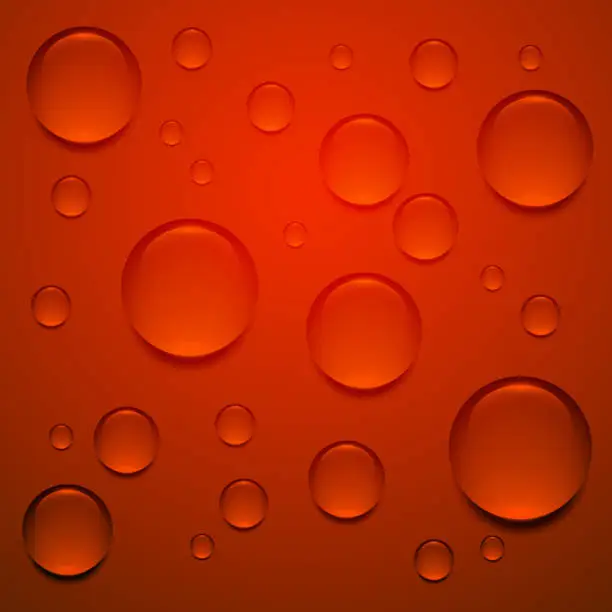 Vector illustration of Transparent droplet on red surface