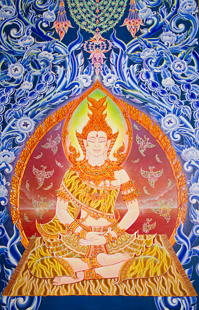 istock Painting Art Thai style mural in temple 452115755