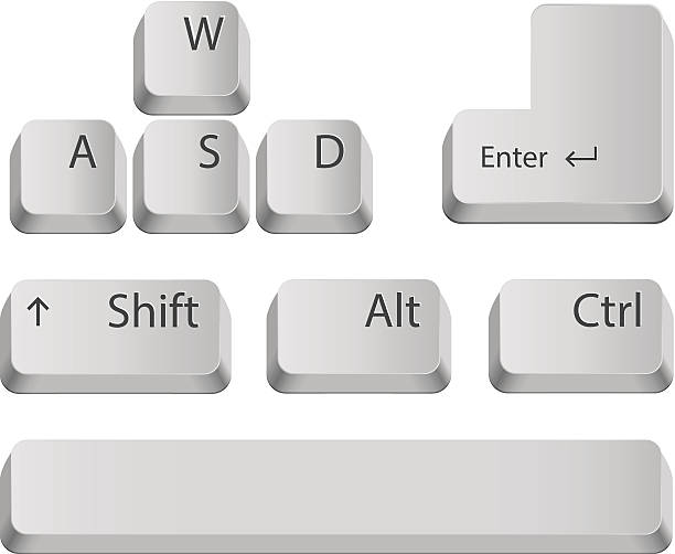 Main keyboard buttons. Main keyboard buttons for games or apps. Isolated on white. enter key stock illustrations