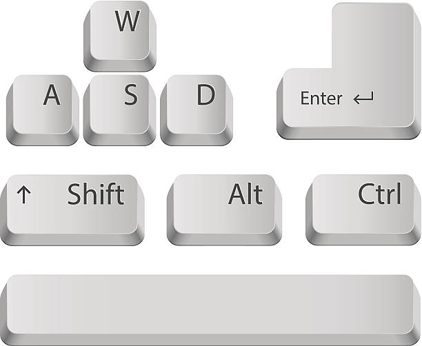 Main keyboard buttons. Main keyboard buttons for games or apps. Isolated on white. keypad stock illustrations