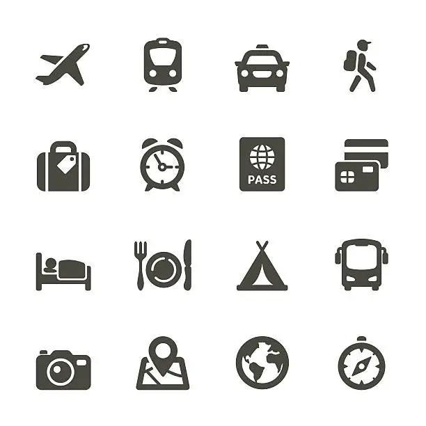 Vector illustration of Transport and travel vector image icon set