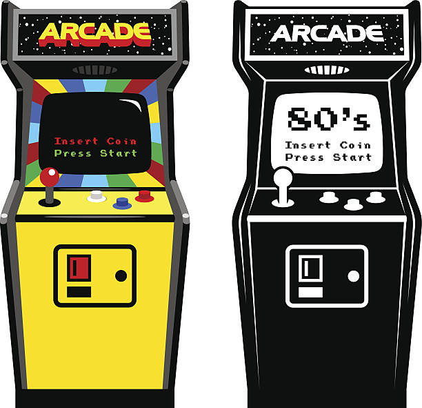 ilustraciones, imágenes clip art, dibujos animados e iconos de stock de arcade juego de armario - arcade amusement arcade leisure games machine