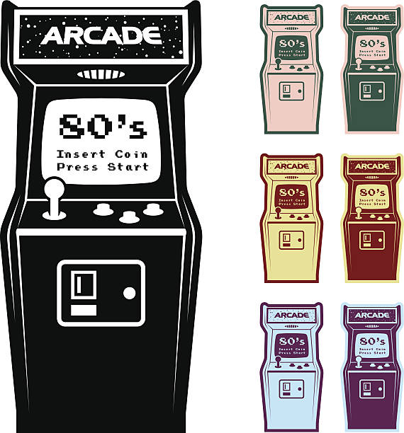 różne opcje koloru do gier wideo - amusement arcade video game leisure games video arcade stock illustrations