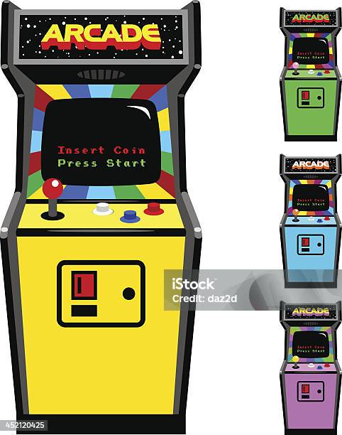 Diversi Colori Di Videogioco Arcade Cabinet - Immagini vettoriali stock e altre immagini di Sala giochi - Locale di intrattenimento - Sala giochi - Locale di intrattenimento, Gioco elettronico da sala giochi, Armadietto da cucina