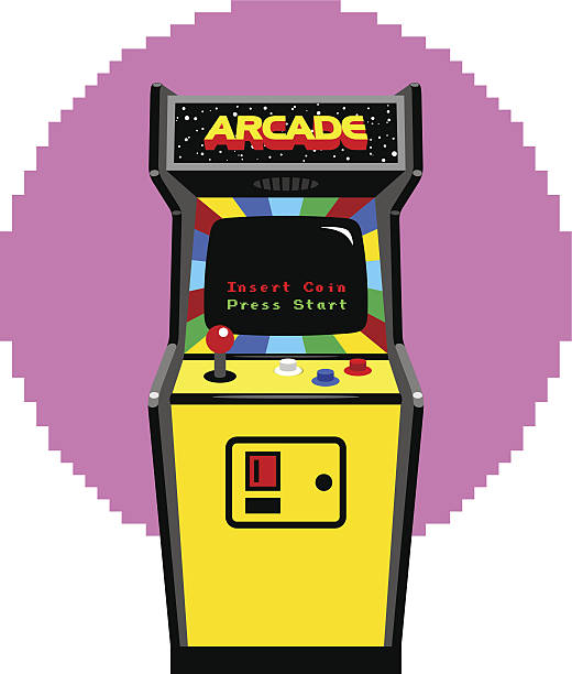 ilustraciones, imágenes clip art, dibujos animados e iconos de stock de la galería de videojuegos armario - arcade amusement arcade leisure games machine