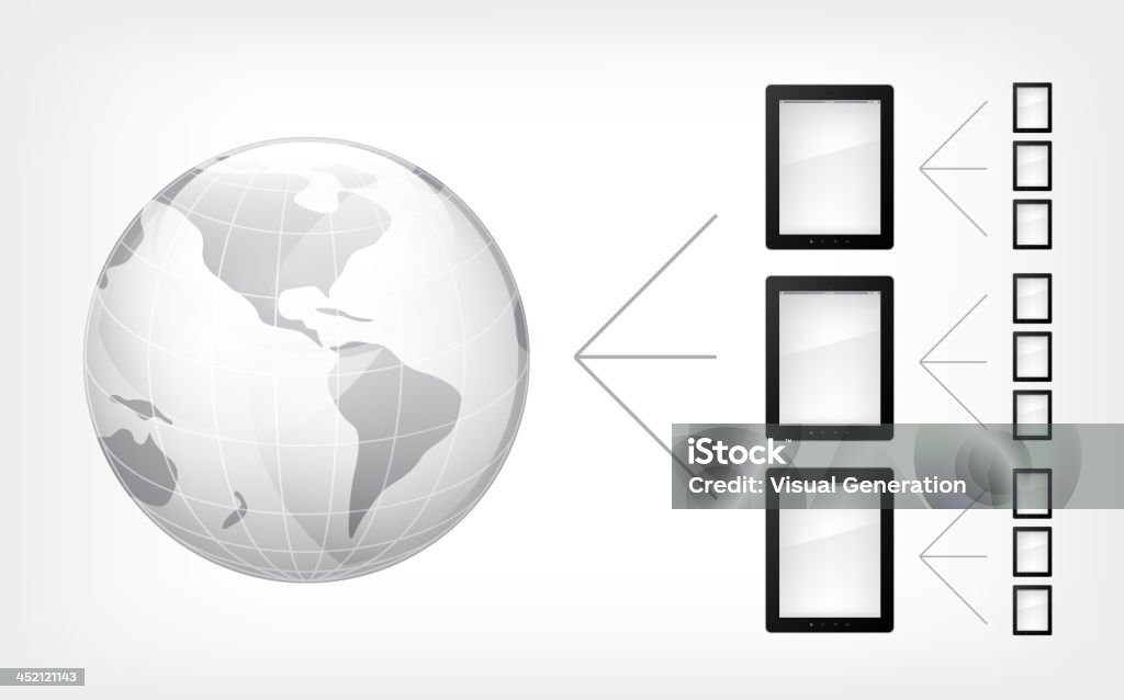 Comunication 컨셉입니다. 태블릿 PC - 로열티 프리 0명 벡터 아트