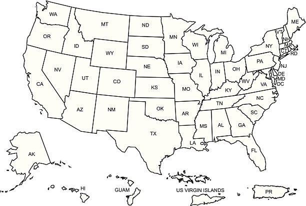 USA map outline with its territories The USA map was traced and simplified in Adobe Illustrator on 8 MAY 2012 from a copyright-free resource below: black and white map of united states stock illustrations