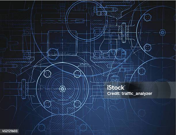 Technische Zeichnung Der Reduzierung Von Ausrüstung Stock Vektor Art und mehr Bilder von Ingenieur