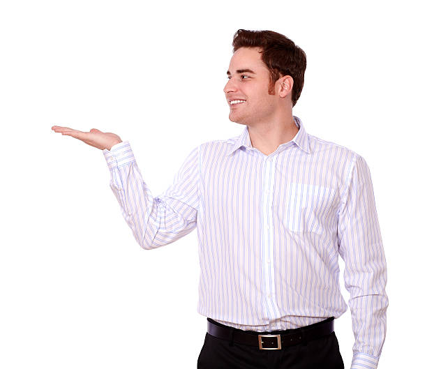 istock Charismatic male holding out his palm 452124269