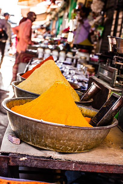 istock Traditional spices market in India. 452125021